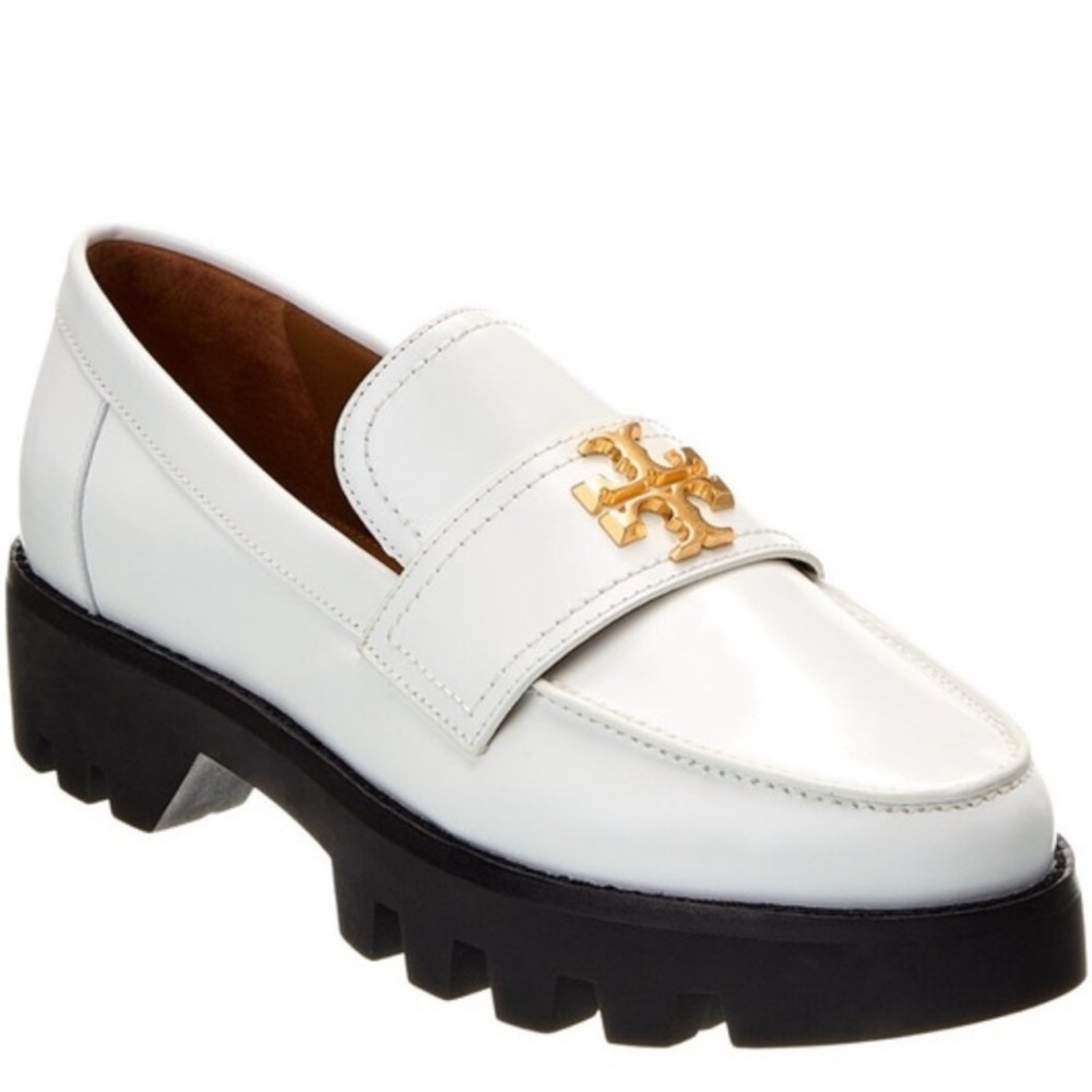 Tory Burch Mini Everly Chunky White Leather Loafers